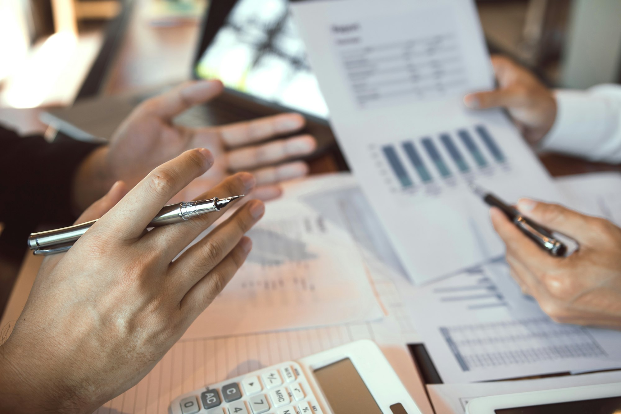 business people analysis summary graph reports of business operating expenses